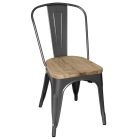 Bolero stalen stoelen met houten zitting grijs (4 stuks)