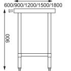 Vogue RVS werktafel zonder achteropstand 90x180x60cm