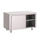 Gastro M RVS werktafel met schuifdeuren 88x140x70cm