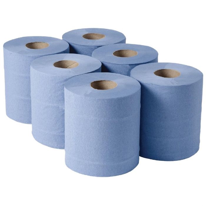 Jantex centrefeed 2-laags handdoekrollen blauw 120m (6 stuks)