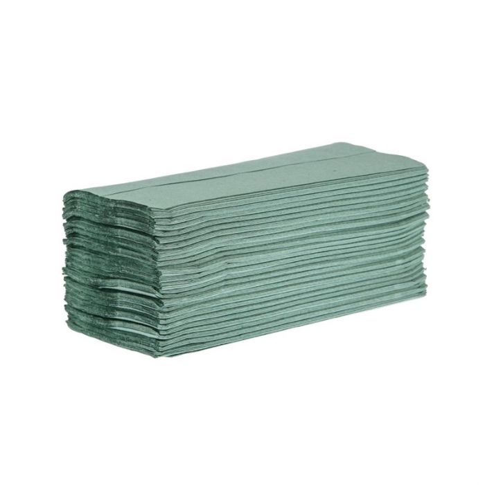 Jantex Z-gevouwen handdoekrollen 1-laags 250 vellen groen (12 stuks)
