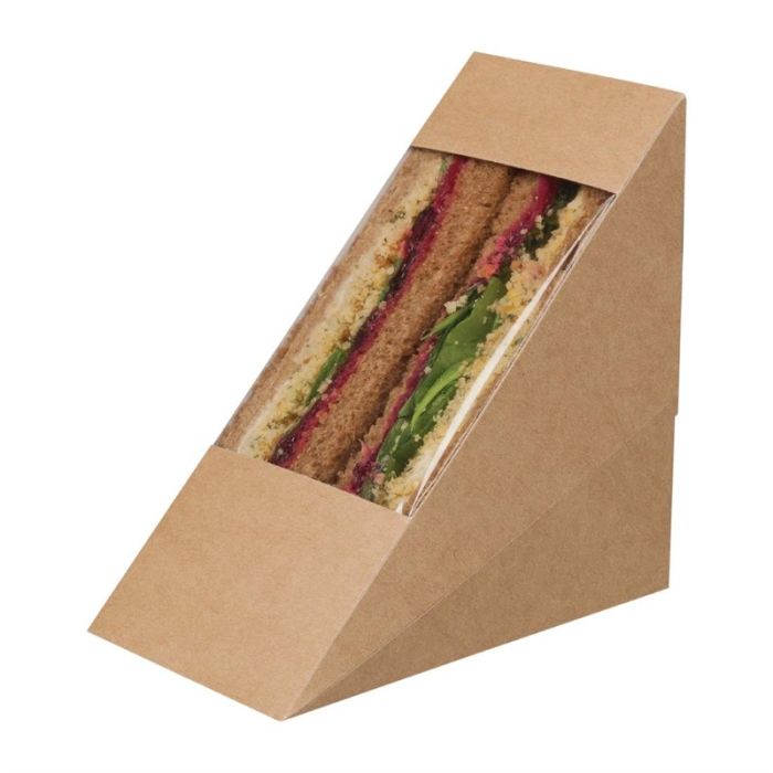 Colpac Zest driehoekige kraft sandwichboxen met acetaat venster (500 stuks)