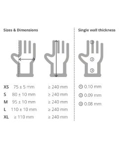 Latex handschoenen wit gepoederd S