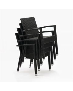 Bolero polyrotan stoelen met armleuning antraciet (4 stuks)