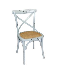 Bolero houten stoel met gekruiste rugleuning antiek blue wash