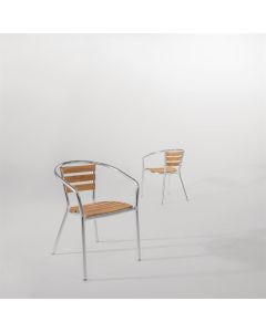 Bolero aluminium en essenhouten stoelen met armleuning (4 stuks)