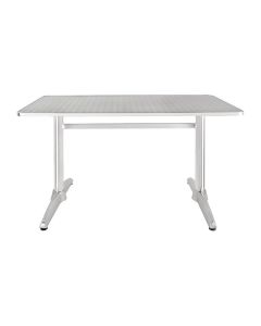 Bolero rechthoekige RVS tafel met dubbele tafelpoot 120cm