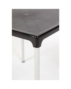 Bolero vierkante zwarte tafel met aluminium poten 75cm