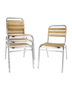 Bolero aluminium en essenhouten stoelen (4 stuks)