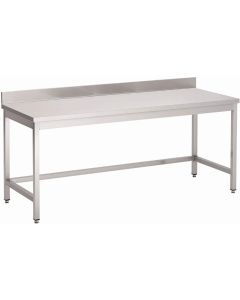 Gastro M RVS werktafel zonder onderblad met achteropstand 85x140x70cm