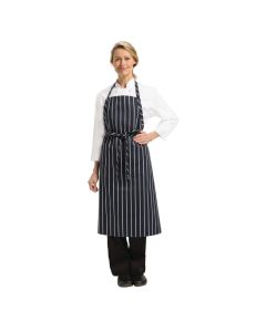 Chef Works Premium geweven schort blauw-wit gestreept