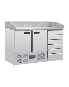 Polar G-serie pizza werkbank met marmeren blad en deeglades 257L