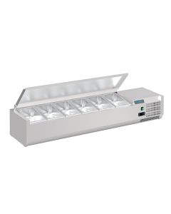 Polar G-serie opzetkoelvitrine met deksel 6x GN 1/4