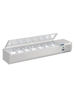 Polar G-serie opzetkoelvitrine met deksel 7x GN 1/4