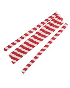 Fiesta Compostable composteerbare papieren smoothierietjes 210mm rood-wit  Individueel verpakt (250 stuks)