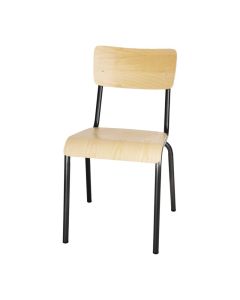 Bolero Cantina stoelen met houten zitting en rugleuning metallic grijs (4 stuks)