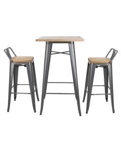 Bolero Bistro bartafel met houten blad grijs